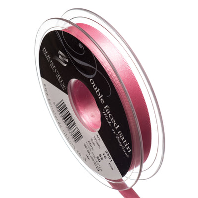 Berisfords 3mm, 7mm and 10mm double faced satin ribbon in hot pink