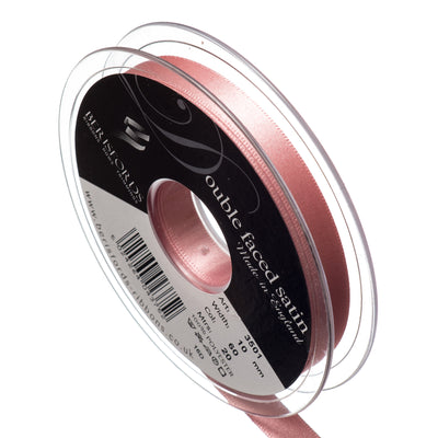 Berisfords 3mm, 7mm and 10mm double faced satin ribbon in dusky pink