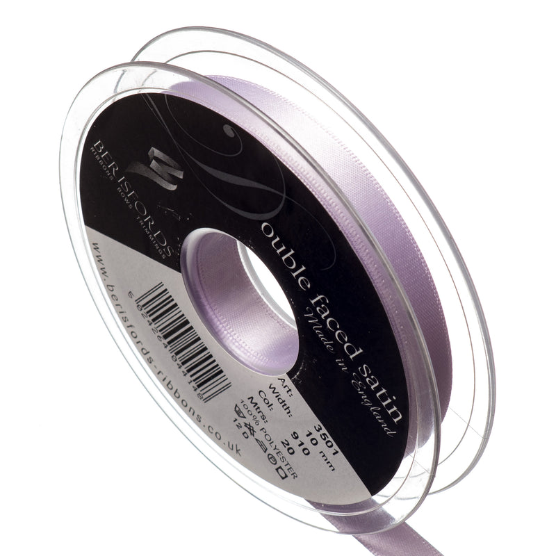 Berisfords 3mm, 7mm and 10mm double faced satin ribbon in orchid