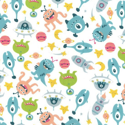 Aliens in Space - Polycotton Fabric - 110cm Wide