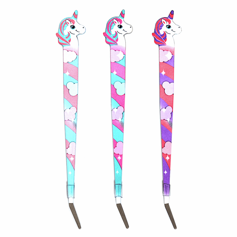 Cute metal 15cm unicorn tweezers in pink, purple and blue