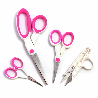 Hemline Scissors and Snips  4 Piece Cutting Set in white and pink