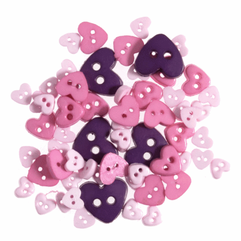 Trimits mini heart craft buttons in purple and lilacs