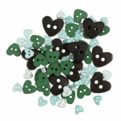 Trimits mini heart craft buttons in greens