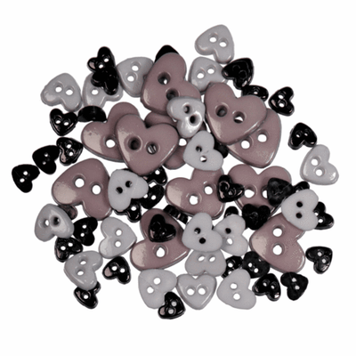 Trimits mini heart craft buttons in blacks