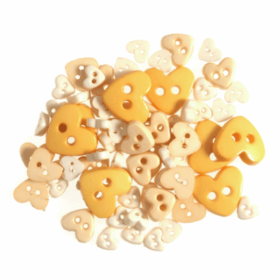 Trimits mini heart craft buttons in yellows