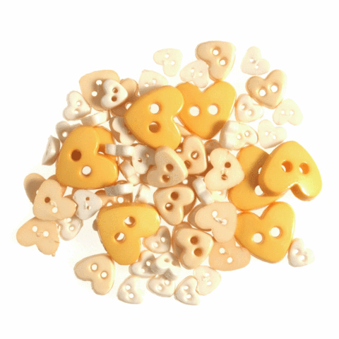 Trimits mini heart craft buttons in yellows