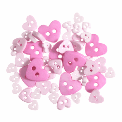 Trimits mini heart craft buttons in pinks