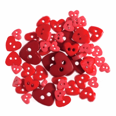 Trimits mini heart craft buttons in reds