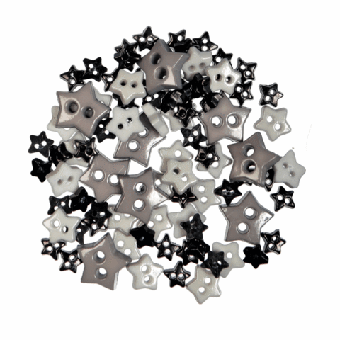 Trimits Star Mini Craft Buttons in black and whites