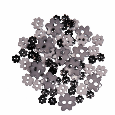 Trimits cute acrylic mini flower craft buttons in blacks
