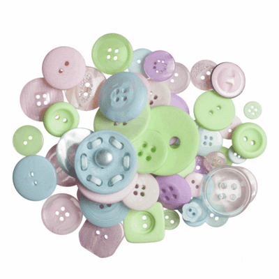 Trimits Assorted Craft Buttons in pastel green, blue and lilac