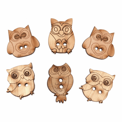 Trimits Novelty Wooden Buttons with cute owls