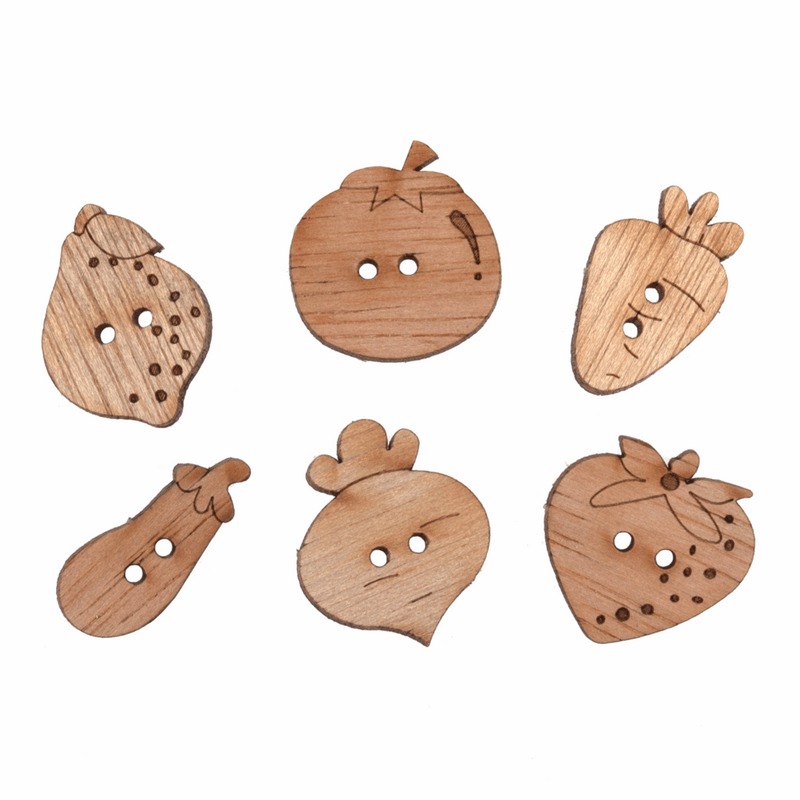 Trimits Novelty Wooden Buttons with fruit and vegetables