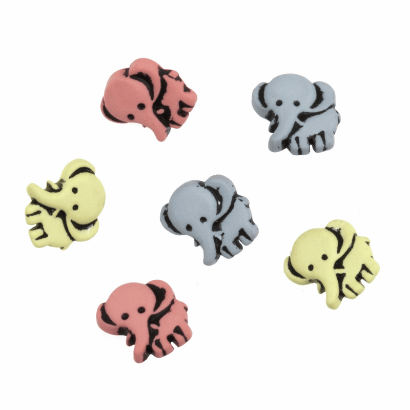 Trimits Novelty Animals Buttons with pastel elephants