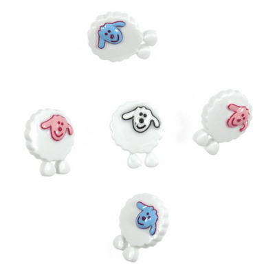 Trimits Novelty Animals Buttons with blue and pink sheep