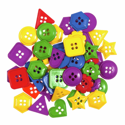 Trimits Novelty School and Sports Buttons with primary geometry shapes