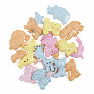 Trimits Novelty Animals Buttons with pastel safari animals
