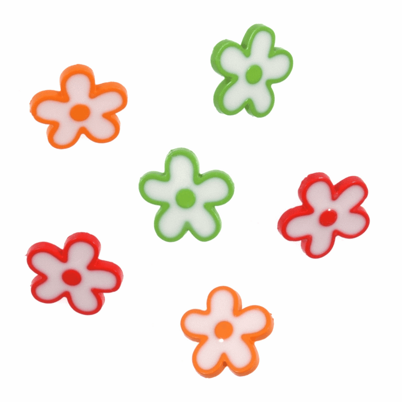 Trimits Novelty flower Buttons with red, orange and green flowers