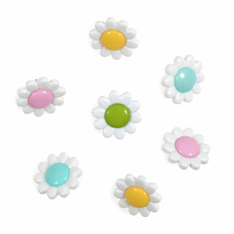 Trimits Novelty flower Buttons with pastel daisies