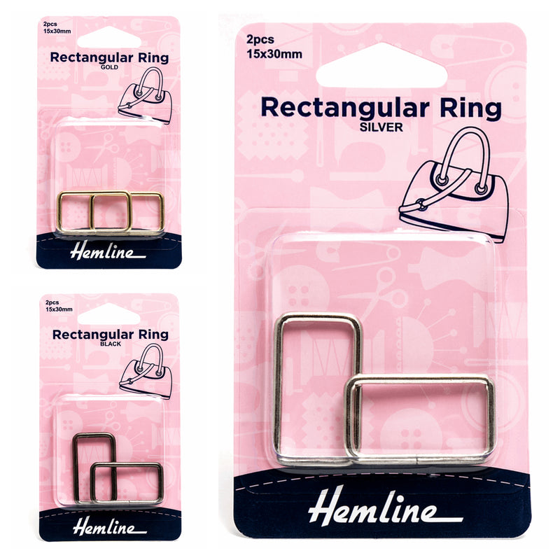 Hemline Rectangular Ring Pack of 2