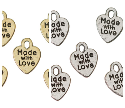 Made with love heart pendant charm