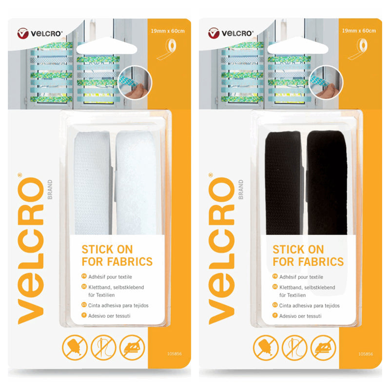 VELCRO Brand hook and loop stick on for fabric 60cm x 19mm for lightweight items