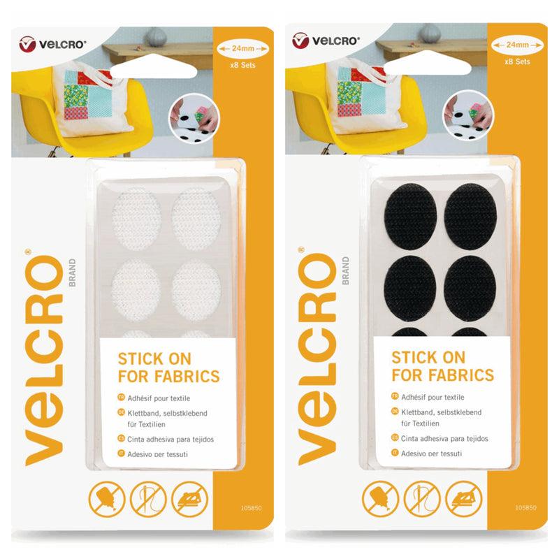 VELCRO brand hook and loop oval 24mm x 8 sets stick on for fabrics i