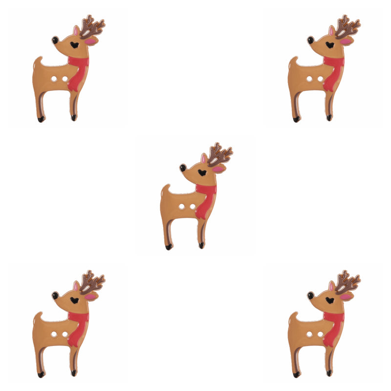 Cute Christmas reindeer with scarves buttons