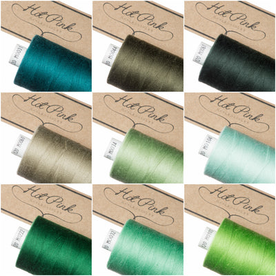 1000m Coates Polyester Moon Thread in Greens