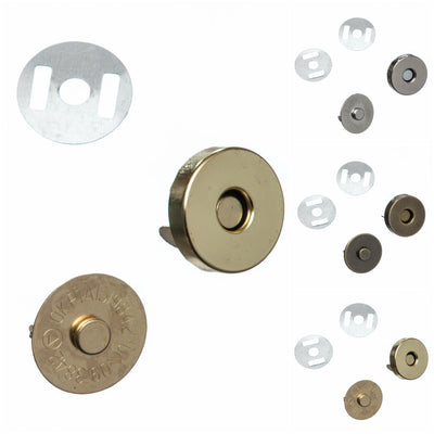 Magnetic Buttons 14 and 18mm in silver, brass and gold