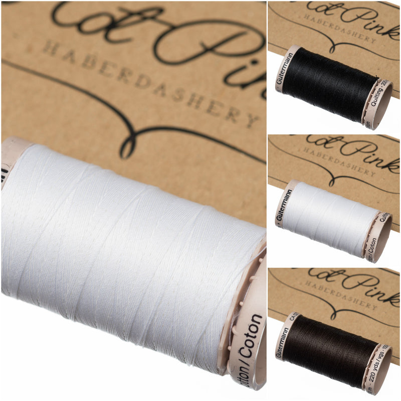 200m Gutermann Cotton Quilting Thread in Black & White