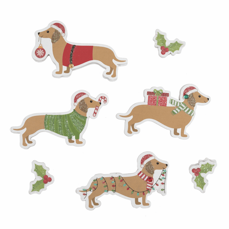 Trimits festive dachshunds - 70mm.  Pack of 7 assorted designs.