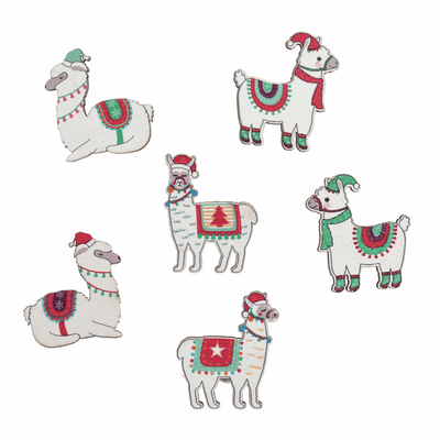 Trimits festive llamas - 22mm.  Pack of 6 assorted designs.