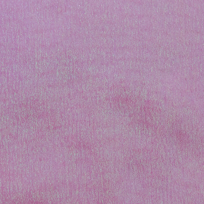 Swatch of shimmering, pearlescent rainbow 100% polyester organza fabric in purple