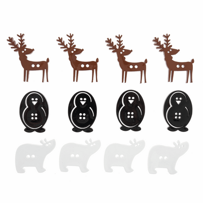 Trimits Christmas cute Festive Animal Buttons with penguins, polar bears and reindeers