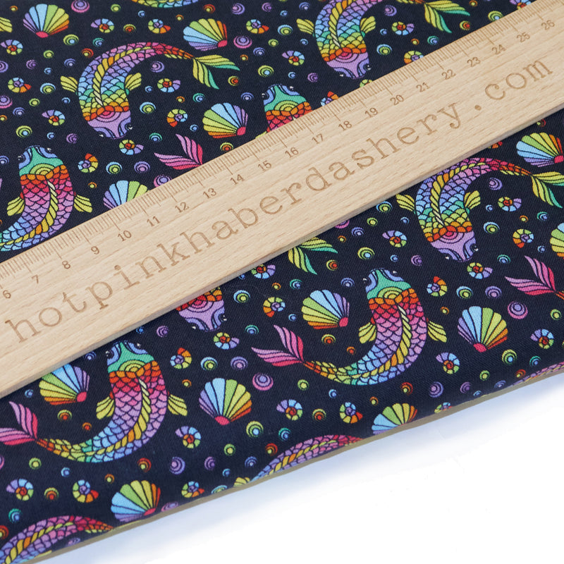 Rainbow mosaic fish 100% cotton fabric by Chatham Glyn