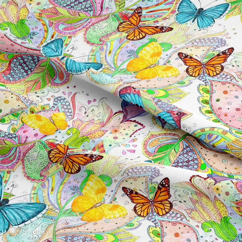 butterfly fabric with paisley pattern
