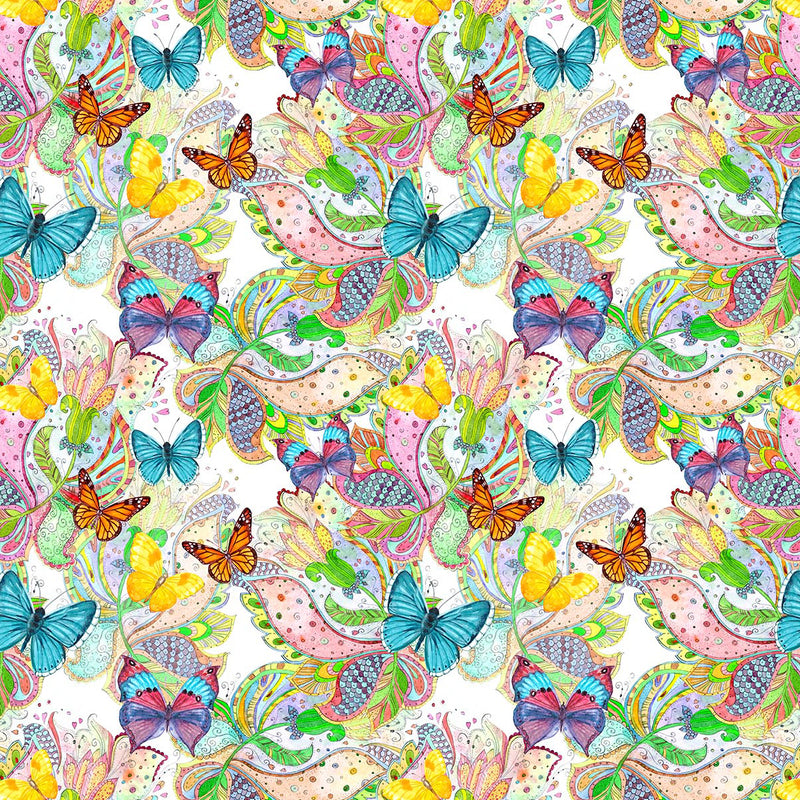 butterfly fabric with paisley pattern