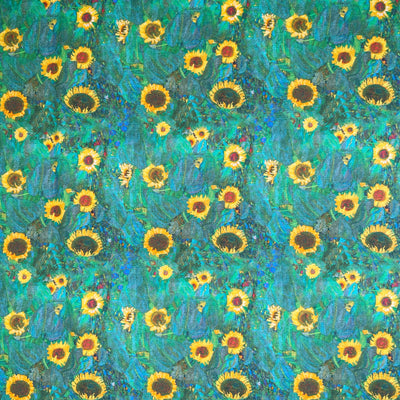 Klimt's sunflowers 100% printed cotton fabric swatch