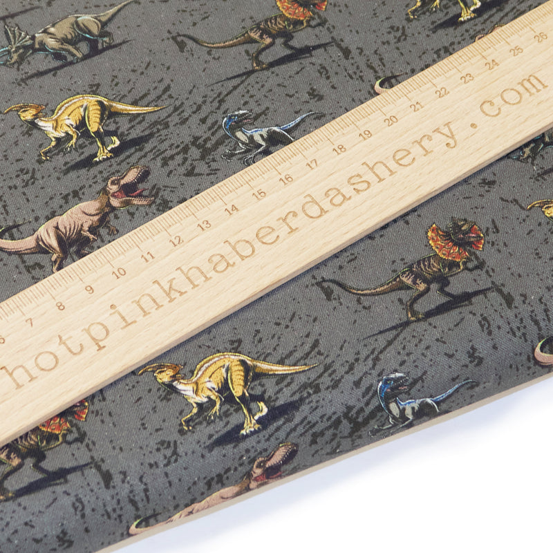 Jurassic Park Universal Studios grey dinosaur 100% cotton fabric by Chatham Glyn