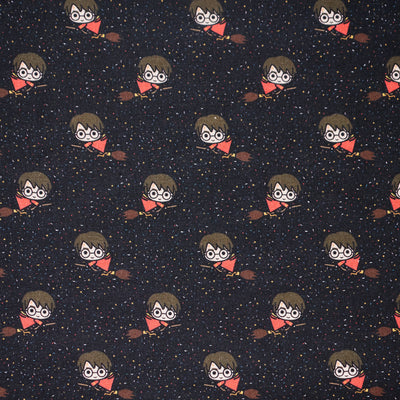 Swatch of cartoon Harry Potter 100% cotton fabric by Chatham Glyn