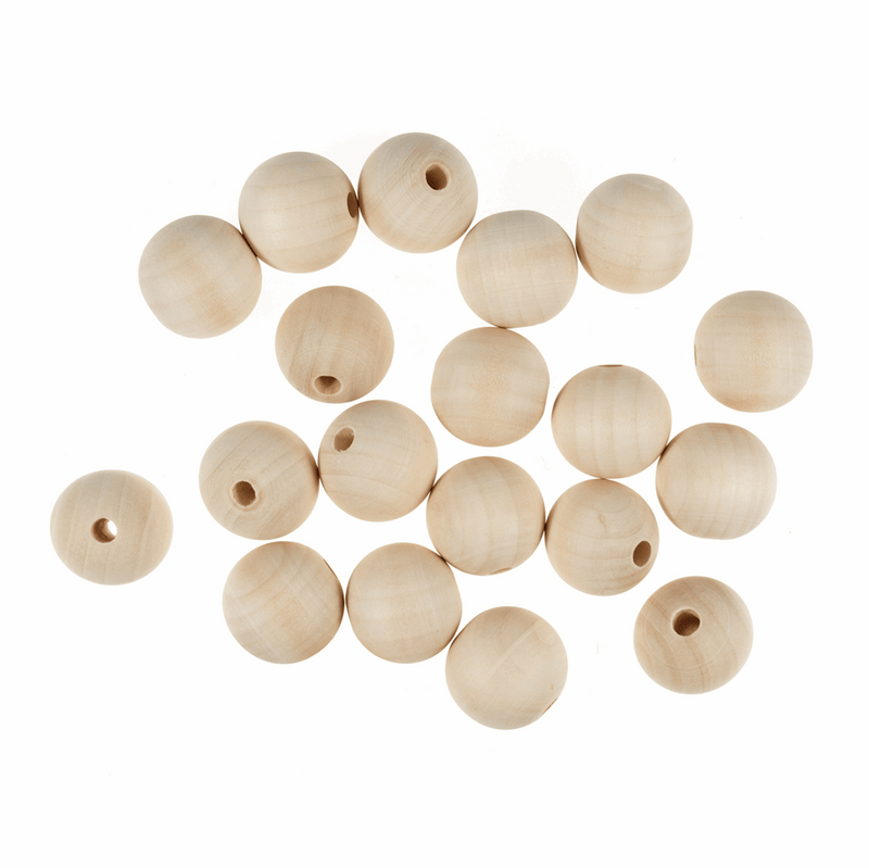 30mm Macramé wooden round beads with 5mm centre hole.
