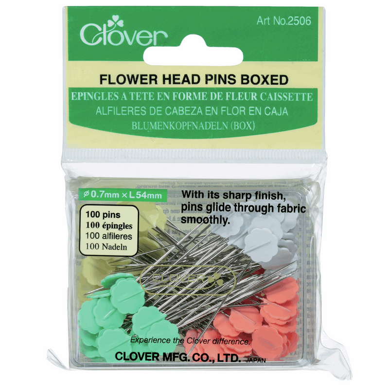 Clover 0.70 x 54mm in yellow, white, pink and green flower head pins