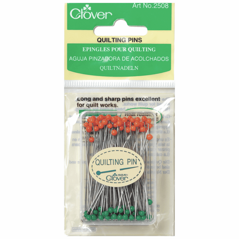 Clover quilting long and sharp steel 0.6 x 48mm pins in orange and green