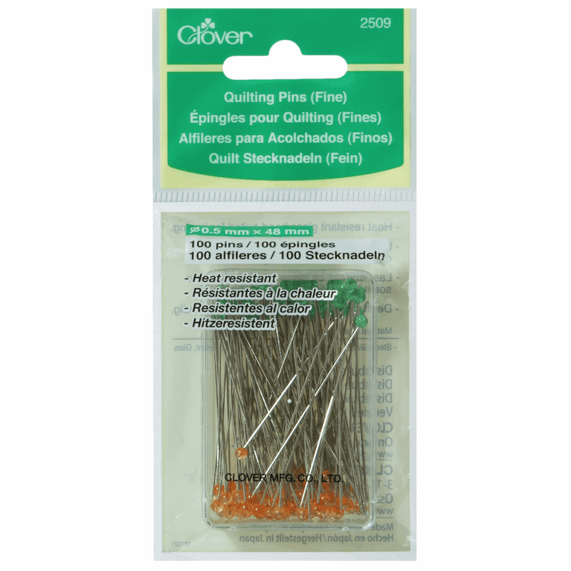 Clover steel quilting 0.5 x 48mm glass pins in orange and green
