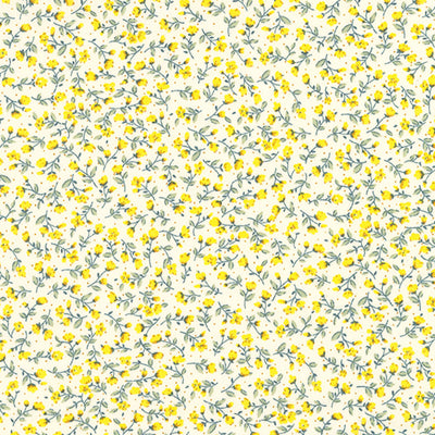 Ditsy floral fabric 100% cotton poplin fabric by Rose and Hubble in lemon