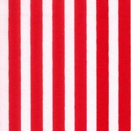 Swatch of classic, colourful, seaside bold stripes on 100% cotton poplin fabric by Rose and Hubble in red