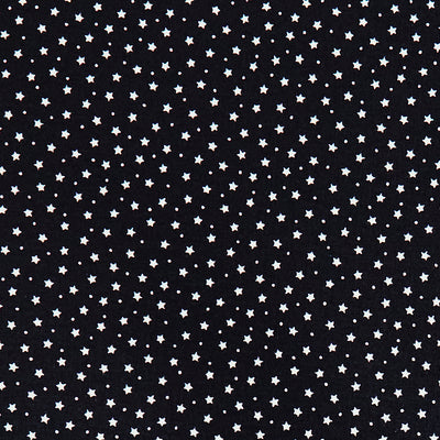 Elegant stars and tiny dots print 100% cotton poplin fabric by Rose and Hubble in black