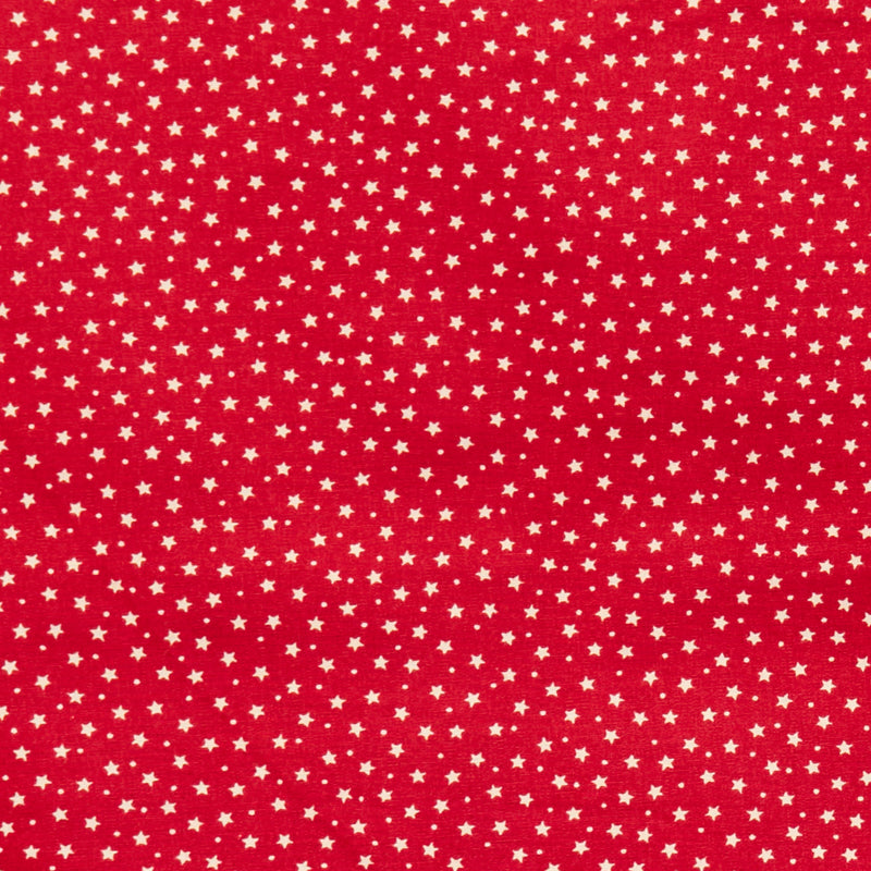 Elegant stars and tiny dots print 100% cotton poplin fabric by Rose and Hubble in scarlet red